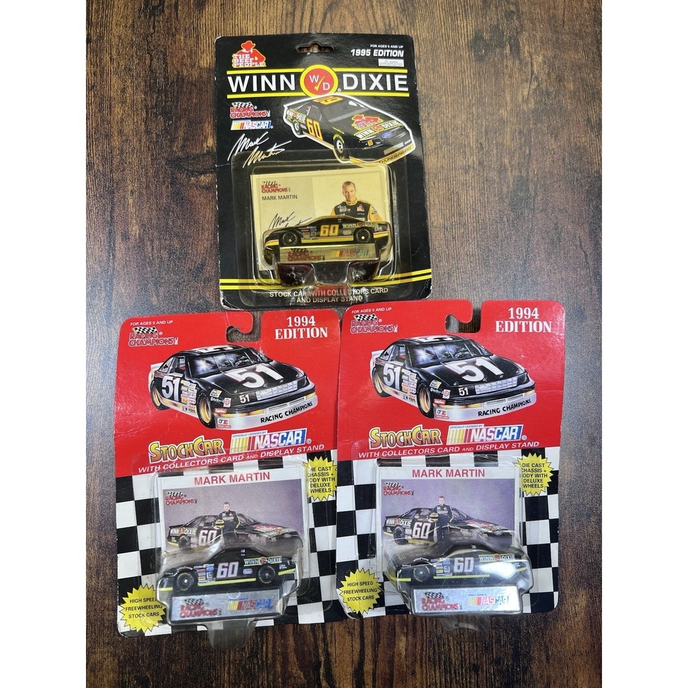 Lot‎ Of 3 Nascar Mark Martin #60 Racing Champions 1994 1:64 Diecast Car & Stand